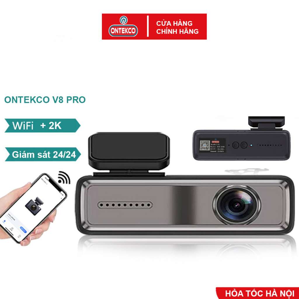 Camera hành trình Ontekco V8 PRO Ultra HD xem qua điện thoại siêu nét hỗ trợ Thẻ nhớ lên đến 32G