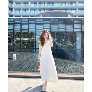 Sila dress - đầm cộc tay cổ V dáng dài thiết kế Ma Vie