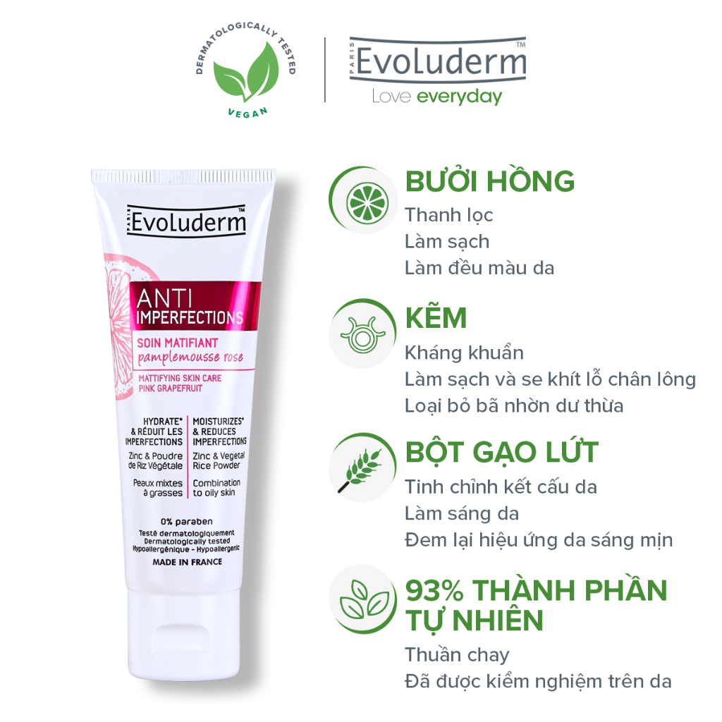 Kem dưỡng da tái tạo ngăn ngừa giúp giảm thâm mụn Evoluderm Anti-Imperfection 50ml