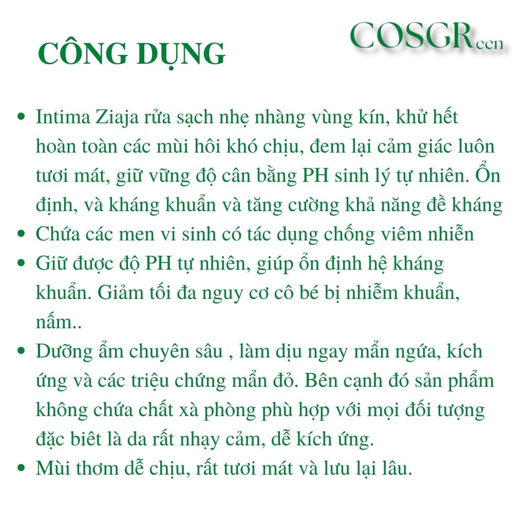 Dung Dịch Vệ Sinh Phụ Nữ Intima Ziaja 200ml - 500ml Gel Phụ Khoa Giảm Khí Hư Huyết Trắng Full Màu