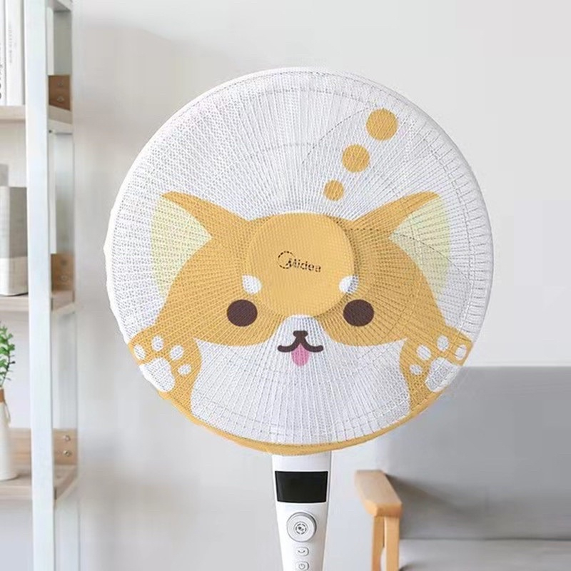 Lưới vải bọc lồng quạt máy có dây rút an toàn cho bé mẫu hoạt hình dễ thương - Happy Life 4U