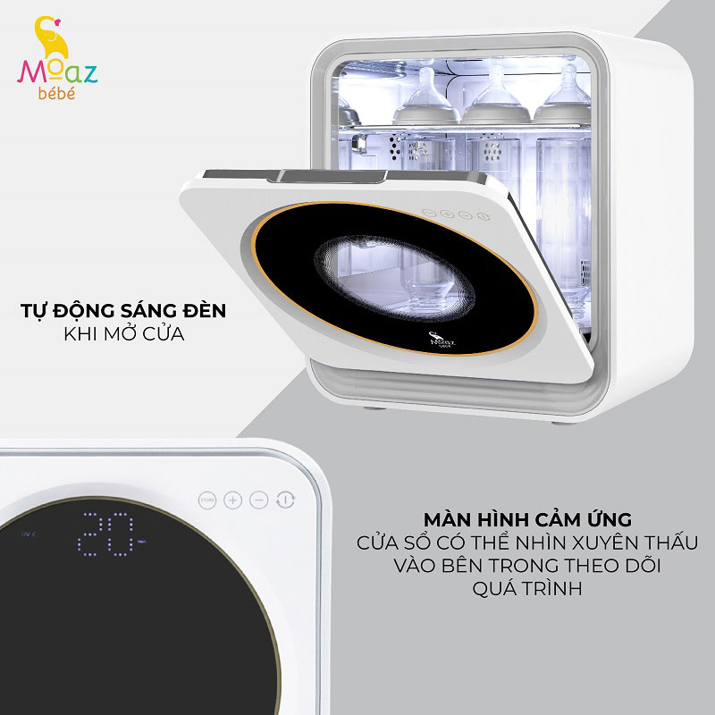 MÁY TIỆT TRÙNG SẤY KHÔ TIA UVC VÀ BẢO QUẢN BÌNH SỮA MOAZ BÉBÉ MB025