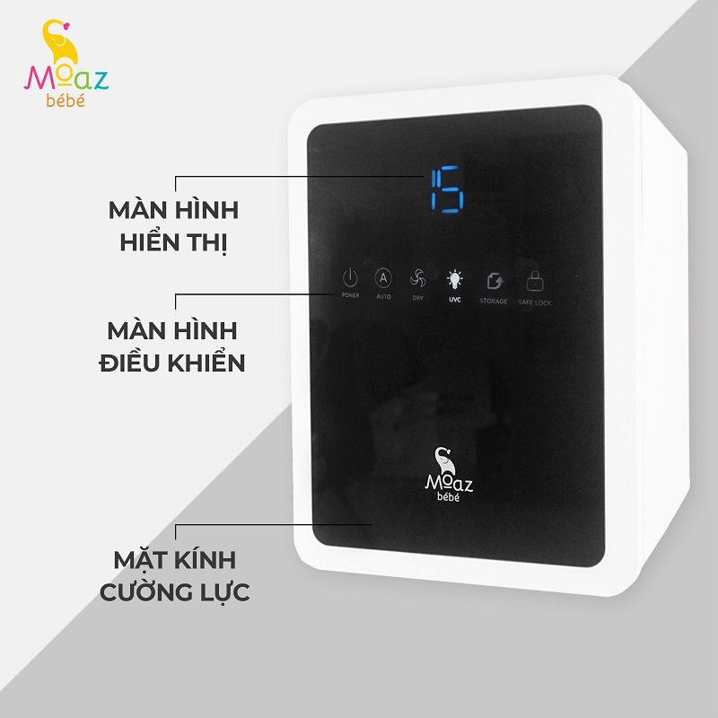 MÁY TIỆT TRÙNG SẤY KHÔ TIA UVC VÀ BẢO QUẢN BÌNH SỮA MOAZ BÉBÉ MB038 - DUNG TÍCH 18L- CHÍNH HÃNG