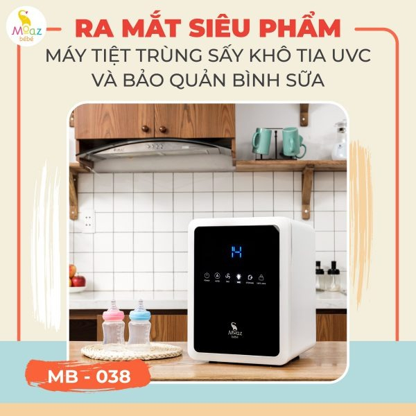 MÁY TIỆT TRÙNG SẤY KHÔ TIA UVC VÀ BẢO QUẢN BÌNH SỮA MOAZ BÉBÉ MB038 - DUNG TÍCH 18L- CHÍNH HÃNG