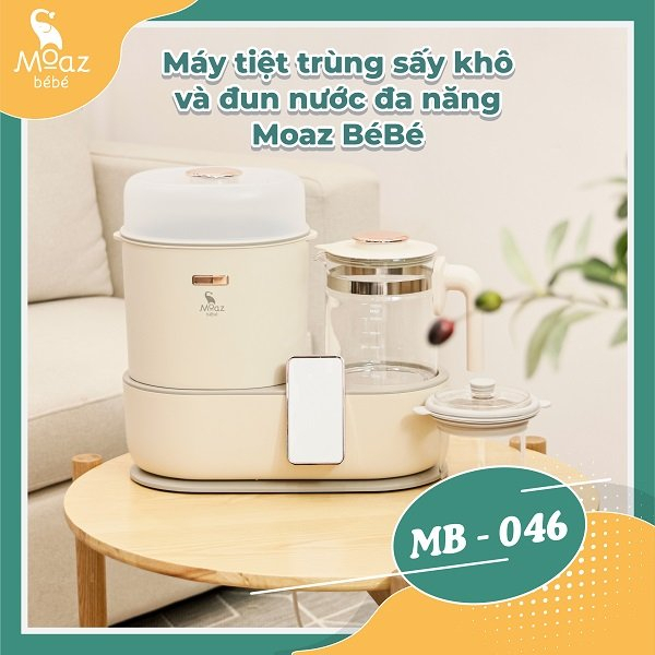 MÁY TIỆT TRÙNG SẤY KHÔ VÀ ĐUN NƯỚC ĐA NĂNG Moaz BéBé MB046 - BẢO HÀNH CHÍNH HÃNG 12 THÁNG