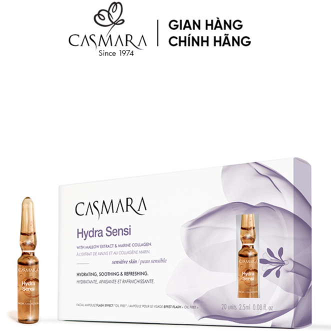 Huyết thanh cấp ẩm làm dịu da Casmara Hydra Sensi Ampoule Flash - 20 ống - Nhập khẩu Tây Ban Nha