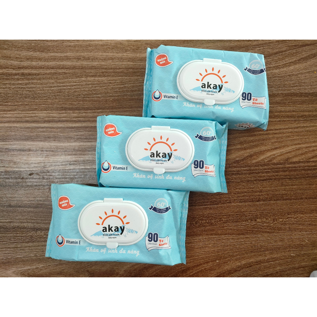 Khăn giấy ướt đa năng AKAY - gói 90 tờ - không mùi