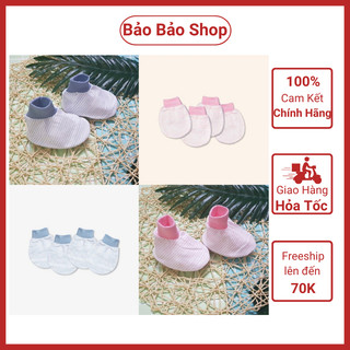 Miomio - Bao Tay Bao Chân Sơ Sinh Miomio Kẻ Sọc (Bao tay 2 đôi/gói, Bao chân 1 đôi/gói)