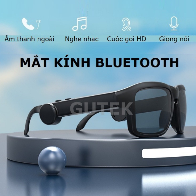 Mắt kính thông minh kiêm tai nghe bluetooth 5.0 Gutek XG8 pin dài chống ánh sáng xanh nghe gọi điện thoại tiện lợi