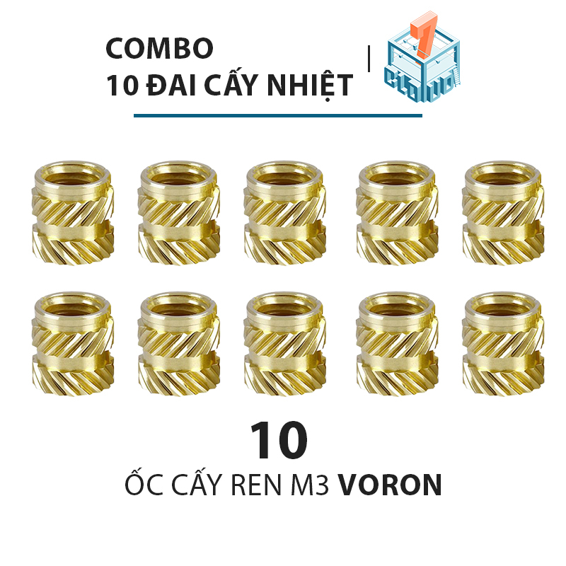 Bộ 10 đai Ốc cấy nhiệt M3 cho Voron, cấy nhựa, ecu cấy đồng, máy in 3d, Cloud 7