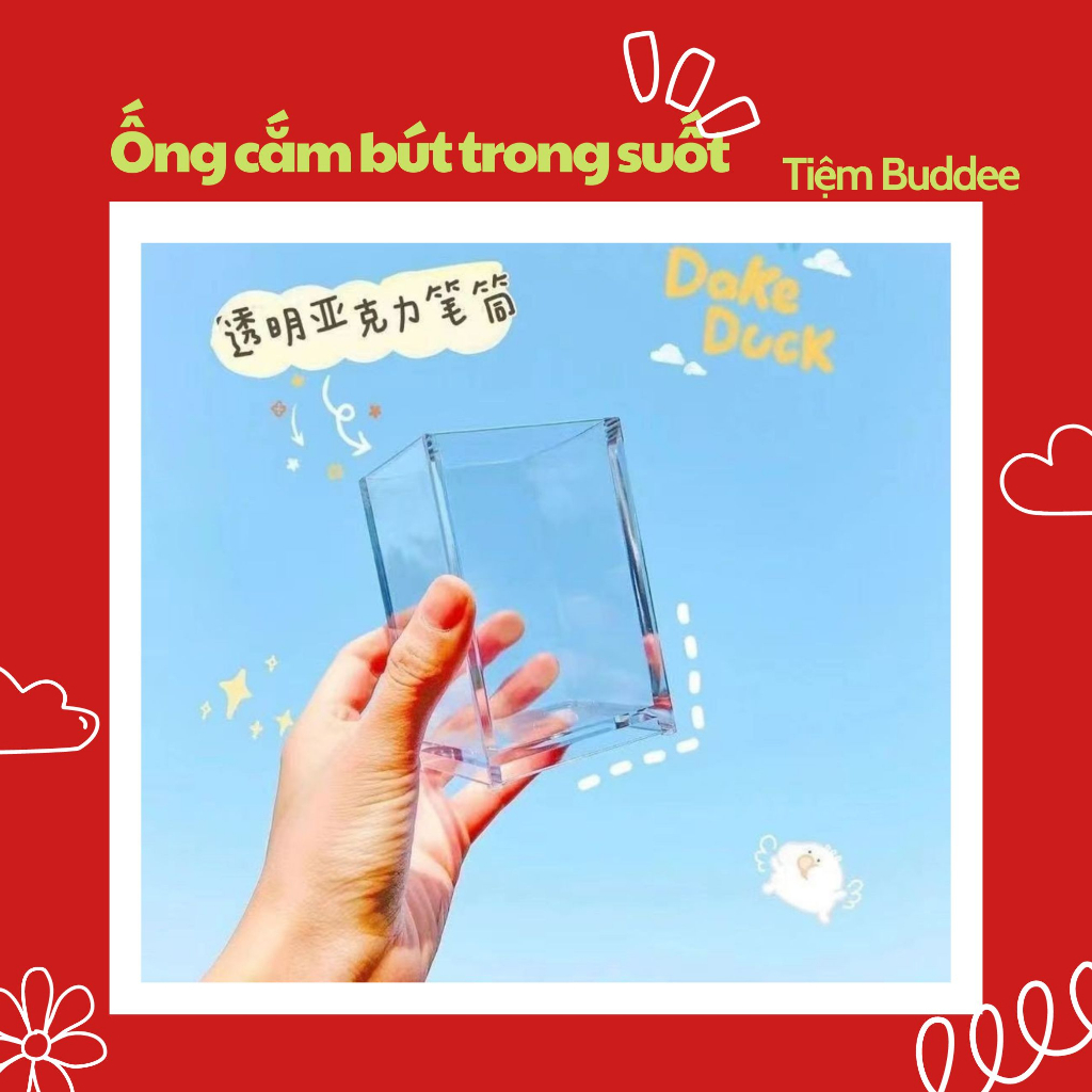 Ống Cắm Bút Trụ Trong Suốt, Ống Bút Nhựa Acrylic Để Bàn Dễ Thương Tiện Lợi