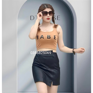 Áo ba lỗ croptop BABE dáng áo 3 lỗ ôm chất liệu thun cotton 100% co dãn mạnh