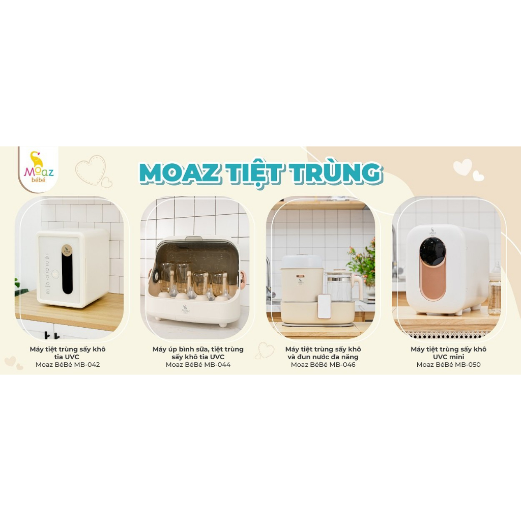 Máy úp bình sữa, tiệt trùng sấy khô tia UVC Moaz BéBé MB044 - Chính Hãng