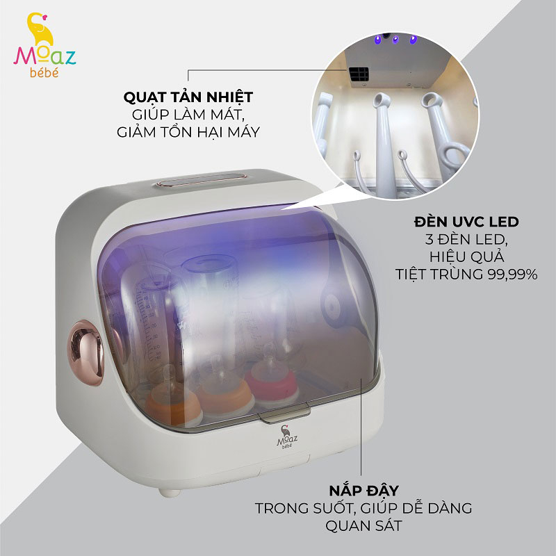 Máy úp bình sữa, tiệt trùng sấy khô tia UVC Moaz BéBé MB044 - Chính Hãng