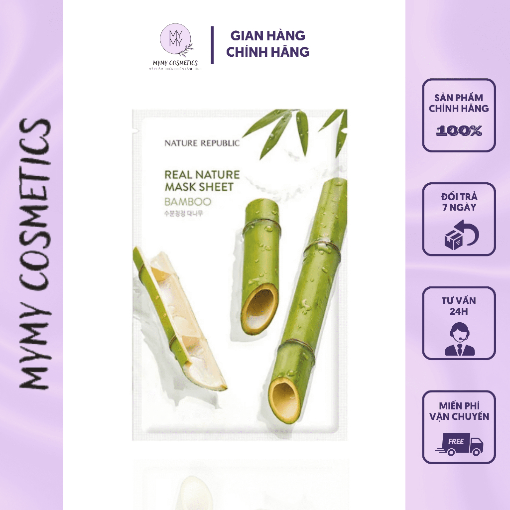 Mặt Nạ Giấy Nature Republic Chiết Xuất Tre Tự Nhiên Real Nature Bamboo Mask 23ml