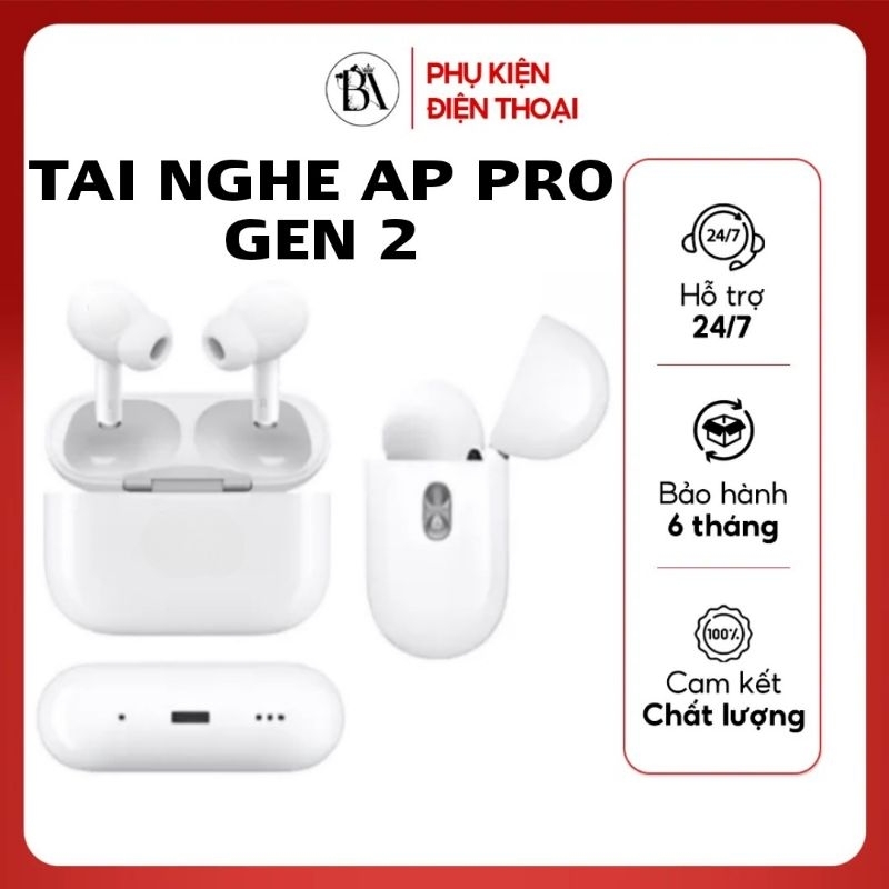 Tai Nghe Bluetooth AP Pro 2 Thế Hệ Mới Âm Thanh Chuẩn Chống Ồn Định Vị Đổi Tên Sạc Không Dây