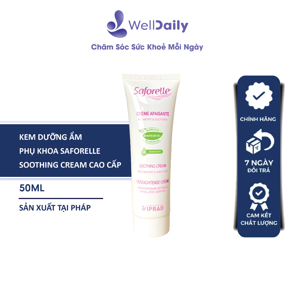 Kem Dưỡng Ẩm Phụ Khoa Saforelle Soothing Cream Cao Cấp Giúp Làm Mềm Dịu Da 50Ml