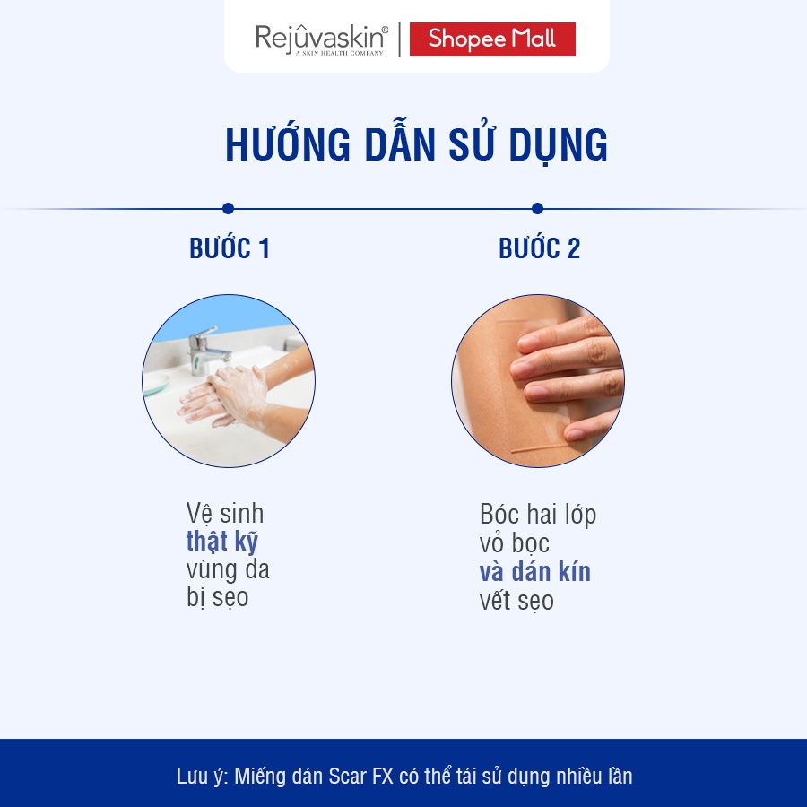 Miếng Dán Làm Xẹp Sẹo Lồi / Phì Đại, Ép Sẹp REJUVASKIN Scar FX