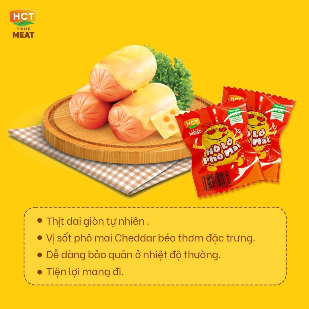 COMBO 10 Ly Hồ Lô Đại Cát Rì Lắk vị phô mai HCT True Meat 10x12g