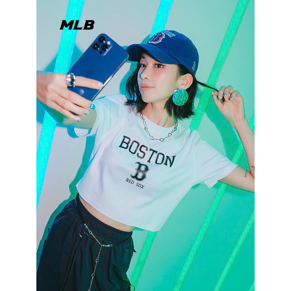 Áo Croptop Nữ MLB NY 2 Màu Đen Trắng Hàng Xuất Dư Đầy Đủ Tag Mag