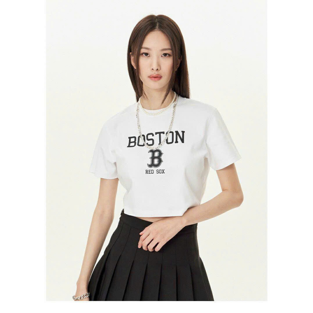 Áo Croptop Nữ MLB NY 2 Màu Đen Trắng Hàng Xuất Dư Đầy Đủ Tag Mag