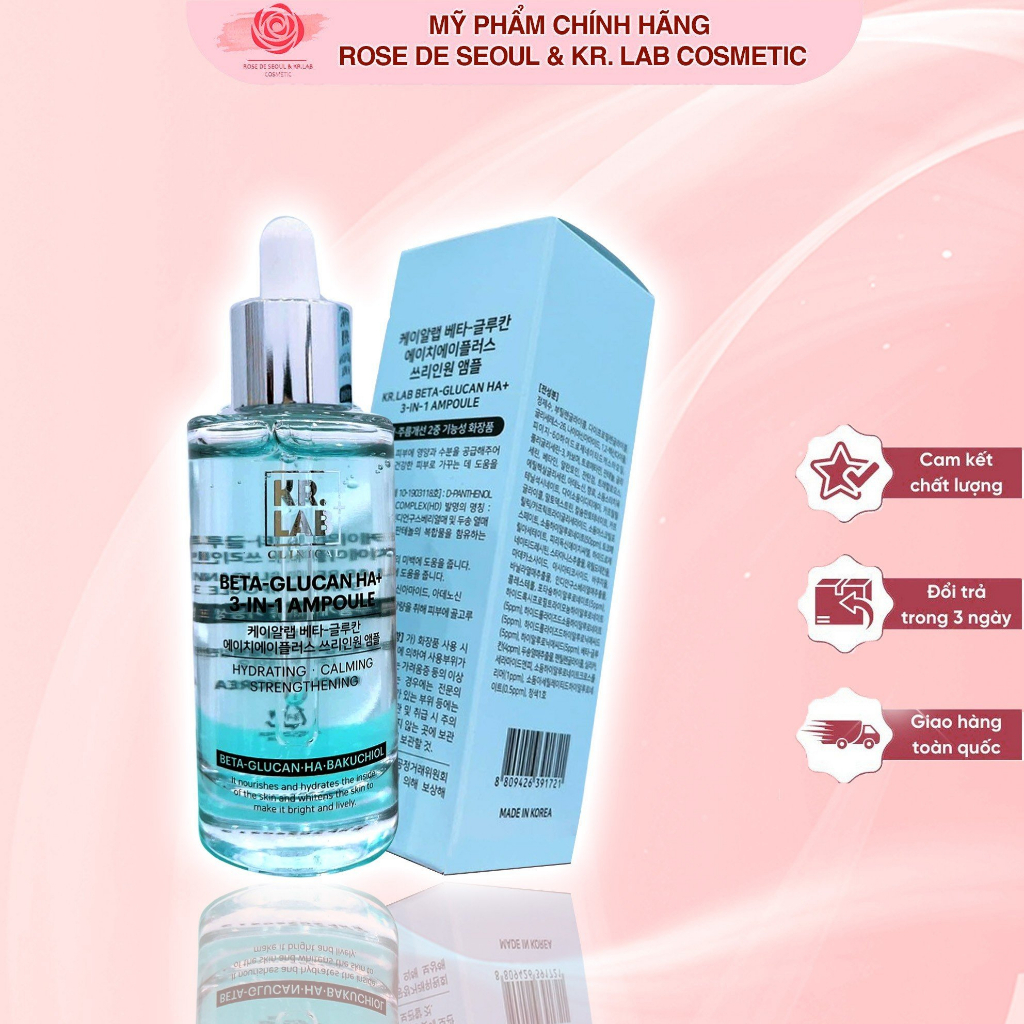 Serum Beta Glucan HA+ Kr. Lab 50ml hạn 2026 kiềm dầu, dưỡng trắng, mờ thâm nám sạm 50ml