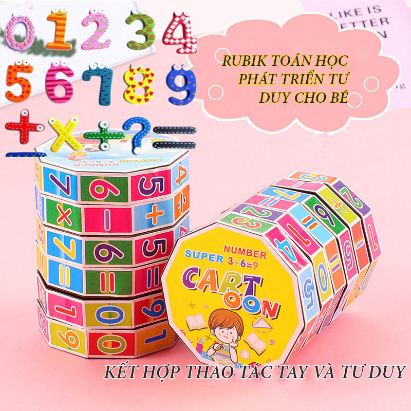 Đồ chơi Rubik toán học, rubik xếp hình, đồ chơi xếp hình giúp bé nhận biết con số và làm toán