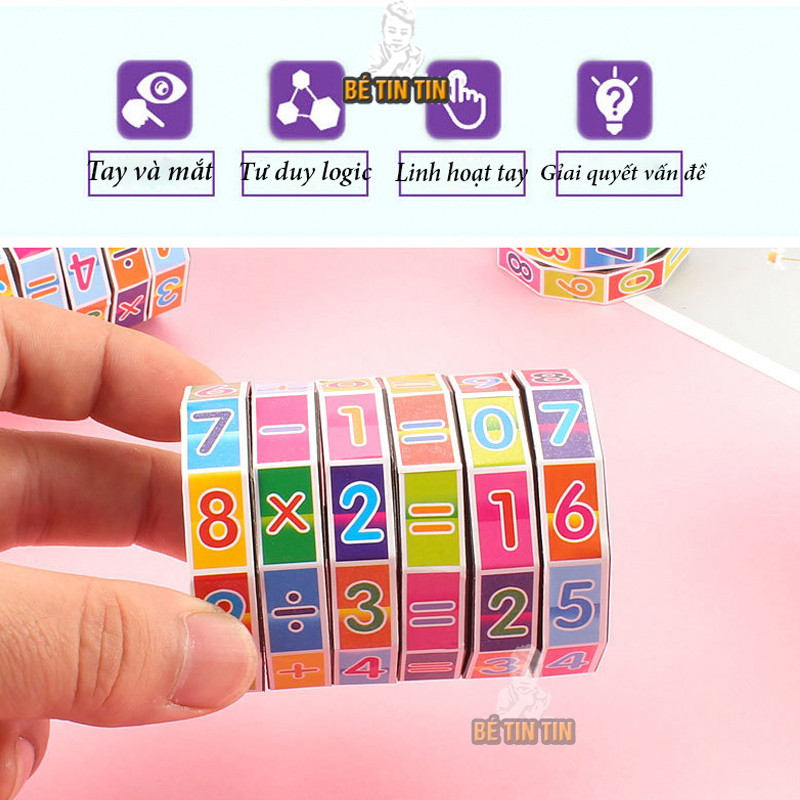 Đồ chơi Rubik toán học, rubik xếp hình, đồ chơi xếp hình giúp bé nhận biết con số và làm toán