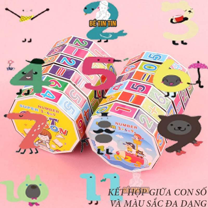 Đồ chơi Rubik toán học, rubik xếp hình, đồ chơi xếp hình giúp bé nhận biết con số và làm toán