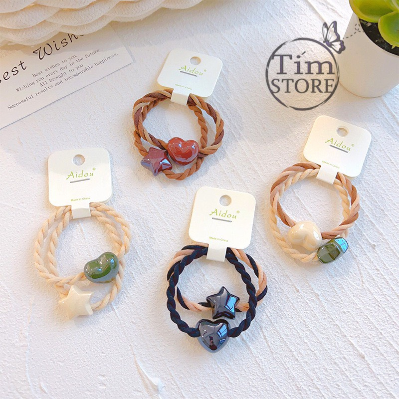 Set dây thun cột tóc nam nữ unisex siêu co giãn TÍM STORE phong cách đơn giản