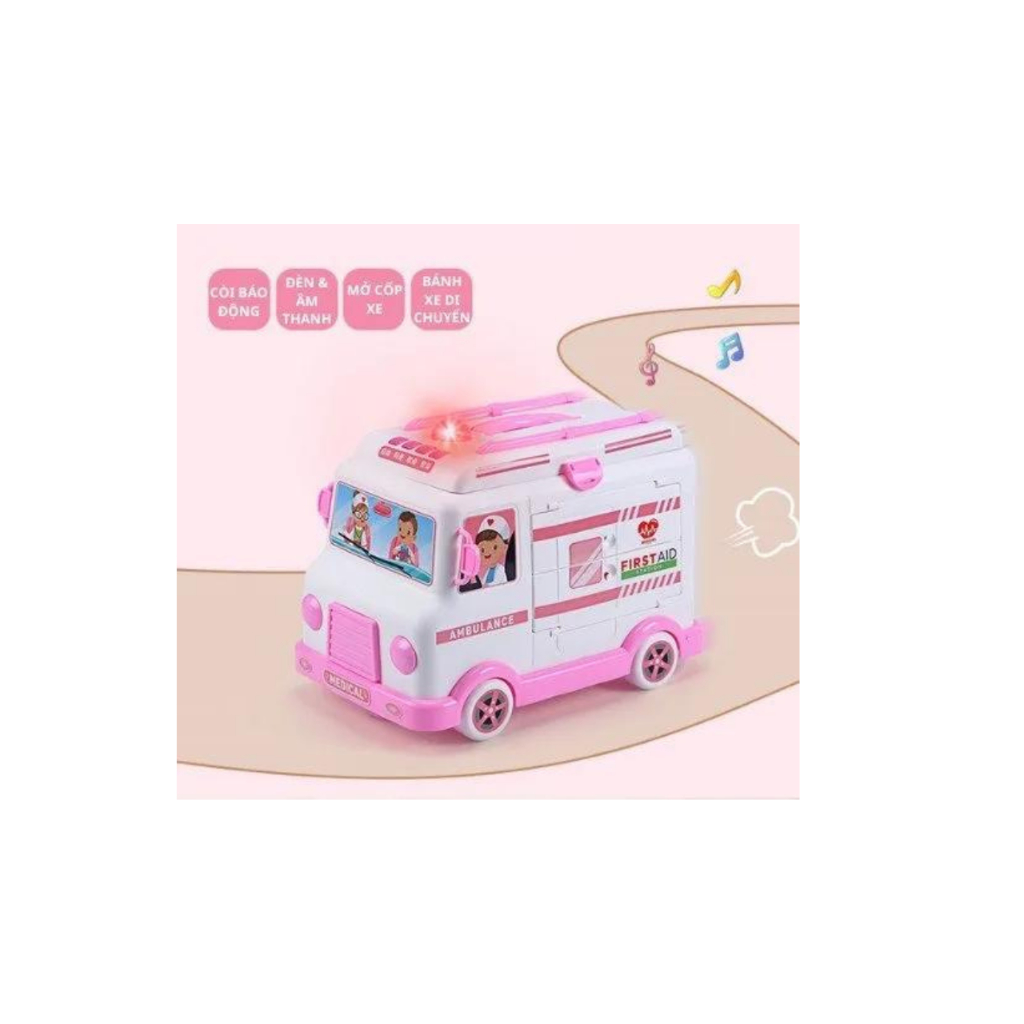 Đồ Chơi Bác Sĩ Mô Hình Xe Cứu Thương SIZE Lớn 30x20x23cm Chạy Bằng Pin, Có Nhạc, Đèn