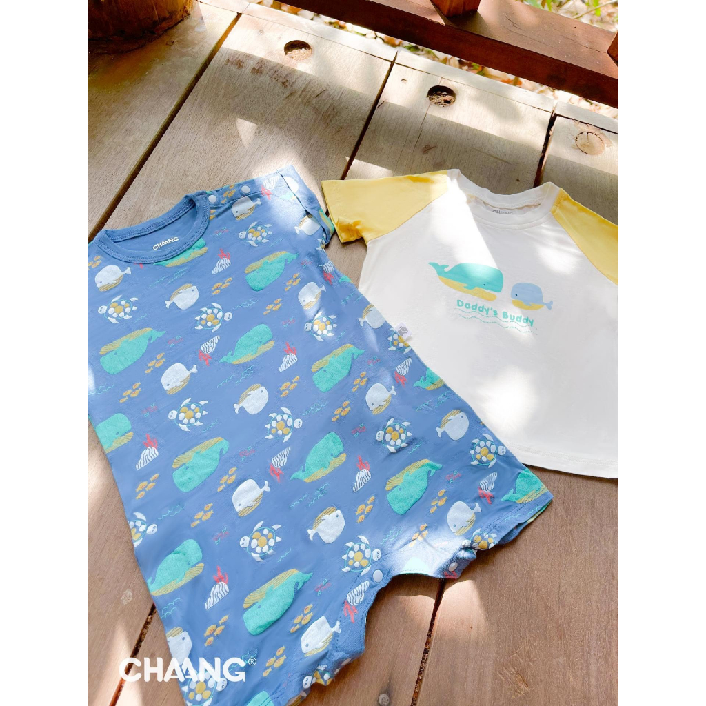 3-6M Bộ body cộc tay cúc vai Sea cá voi cho bé trai, bé gái