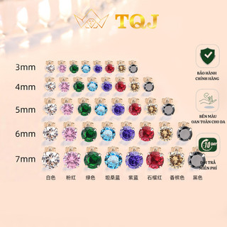 Khuyên tai bạc nữ s925 bông tai nụ đá nhiều màu nhiều size lấp lánh nhỏ xinh ke42