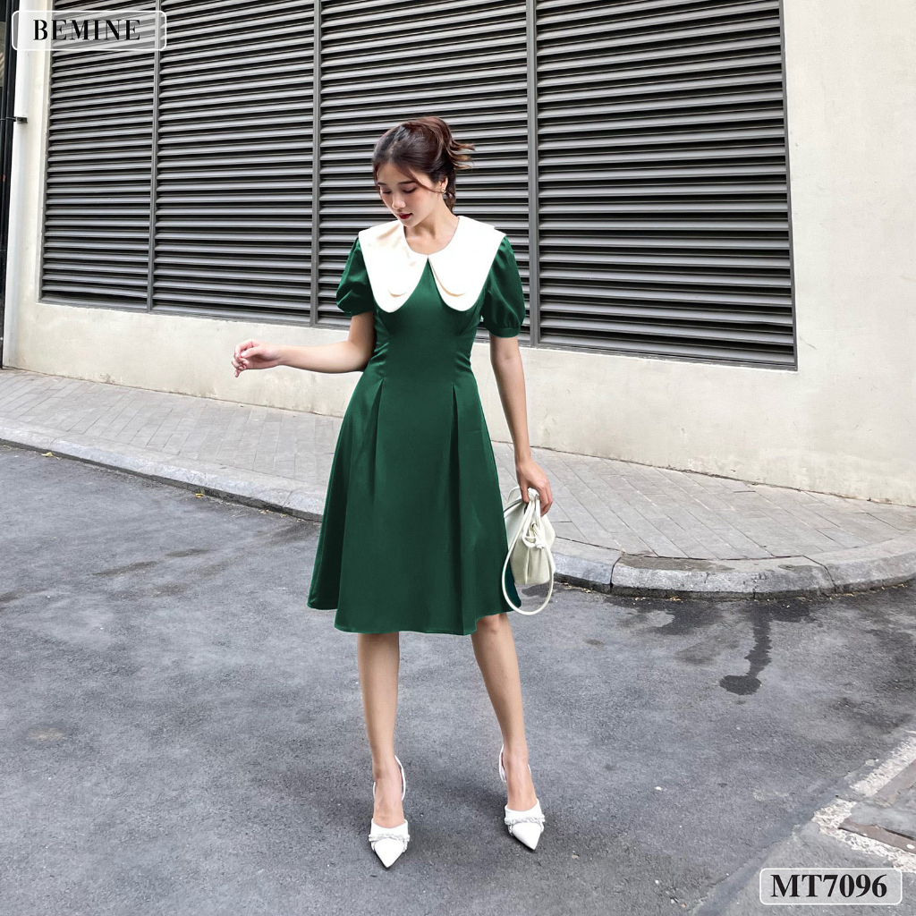 Đầm tay phồng cổ phối tùng xoè BEMINE MT7096