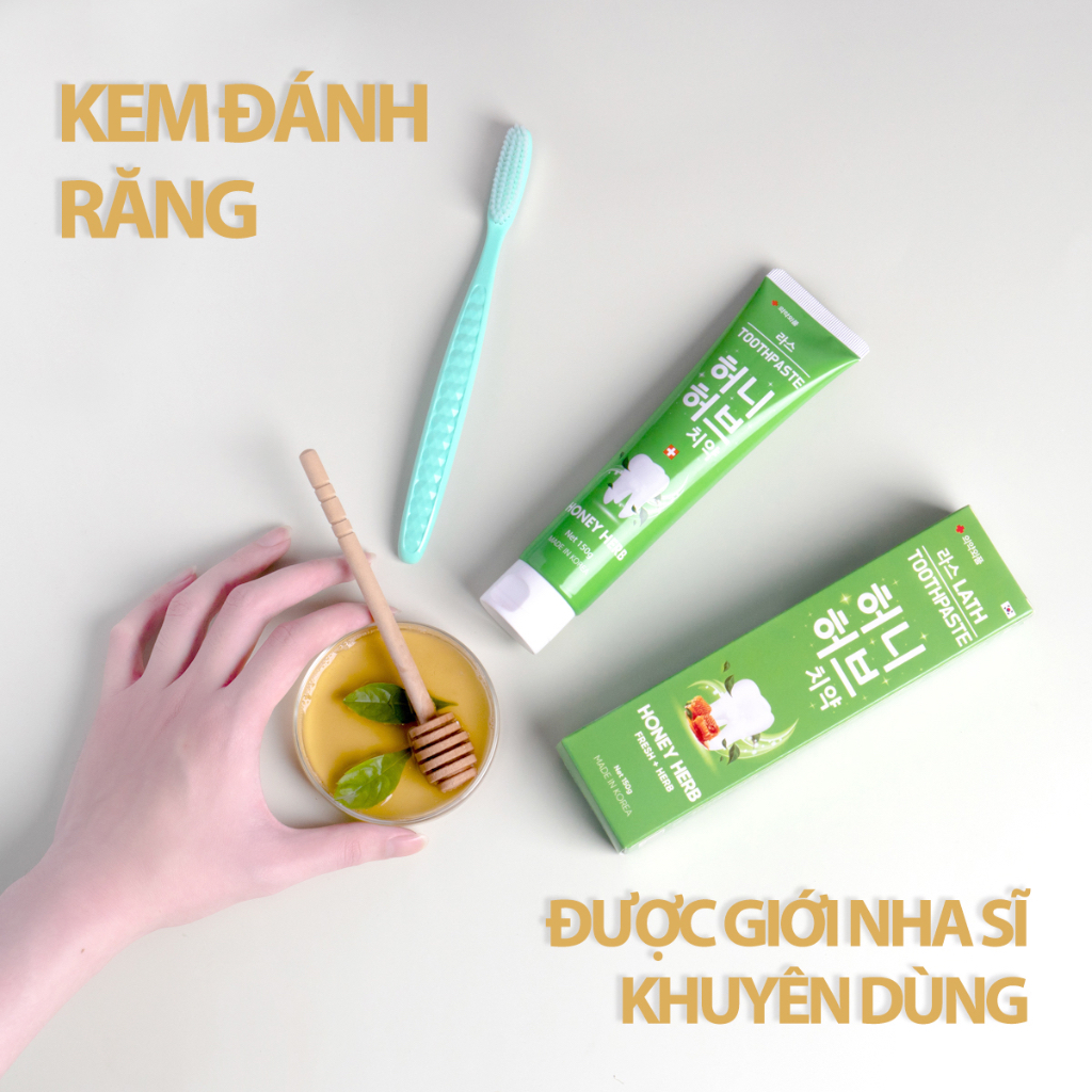 Kem đánh răng Hàn Quốc Lath Honey Herb toothpaste  giảm mùi hôi miệng, ngăn ngừa viêm nướu 150g - Lath beauty | BigBuy360 - bigbuy360.vn