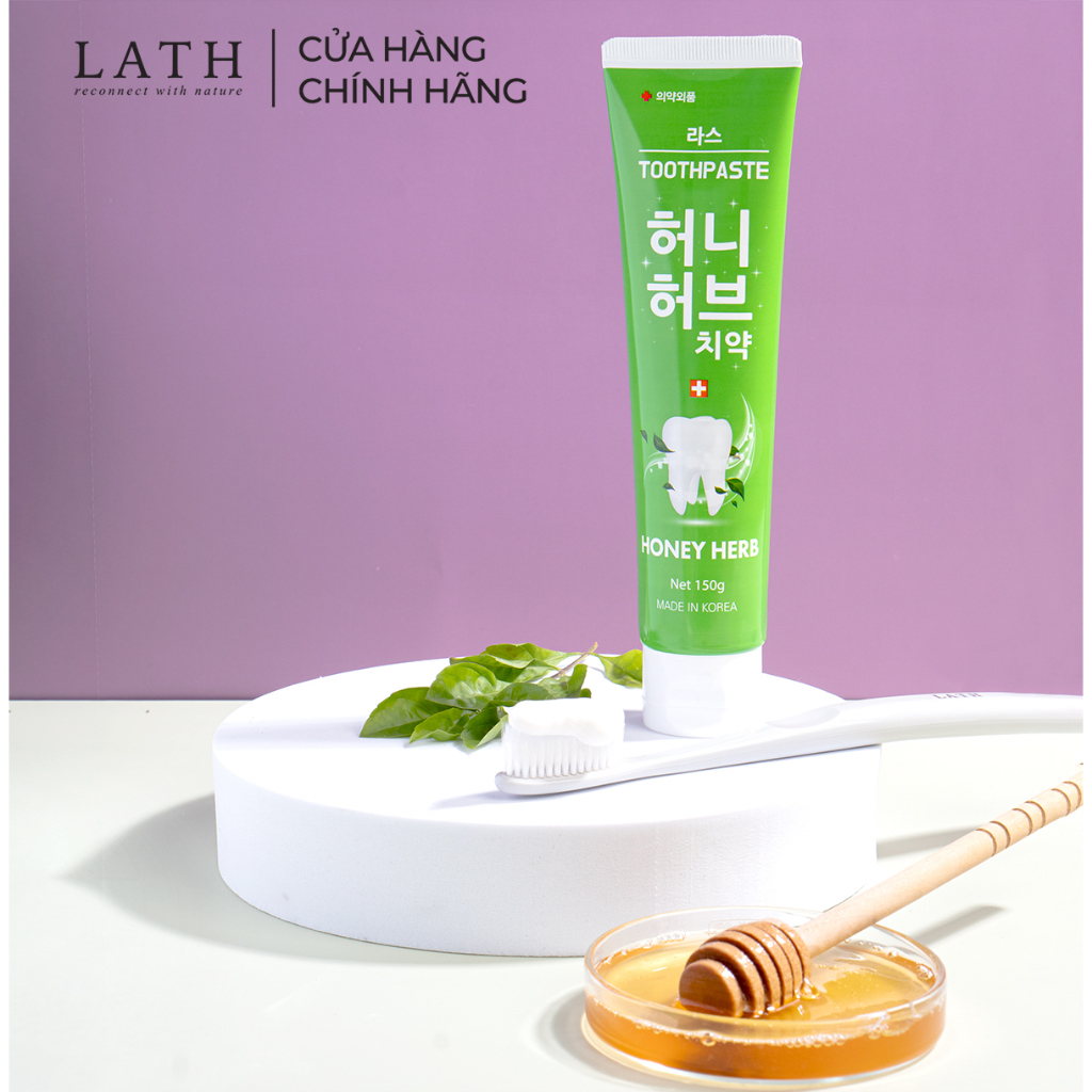 Kem đánh răng Hàn Quốc Lath Honey Herb toothpaste  giảm mùi hôi miệng, ngăn ngừa viêm nướu 150g - Lath beauty