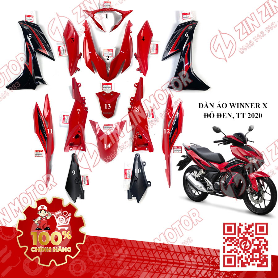 Dàn áo Winner X V2 2020 Đỏ Đen Chính Hãng Honda - ZZM