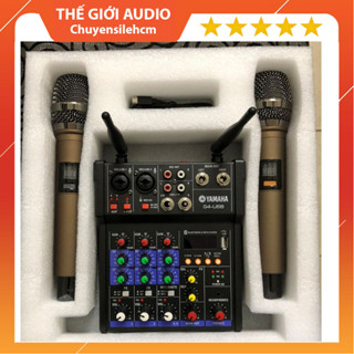Bộ Mixer Yamaha G4 USB, Bộ trộn âm thanh Mixer Chuyên Karaoke, Livestream, Thu Âm Cao Cấp (Tặng Kèm 2 Micro Không Dây)