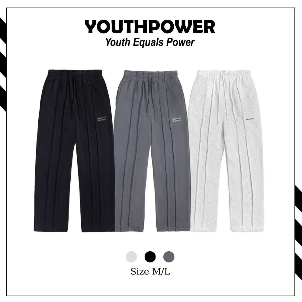 Quần Dài Chất Nỉ Ống Suông Rộng Nữ Lưng Thun Dập Sọc N-Line Local Brand | YOUTH POWER