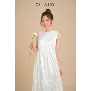 Calla Lily - Đầm lụa vân hoa nổi babydoll Lily Silk Dress