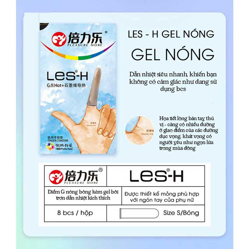 Bao cao su ngón tay LES FINGER Full 9 loại siêu mỏng có gân gai nổi hạt ngọc trai