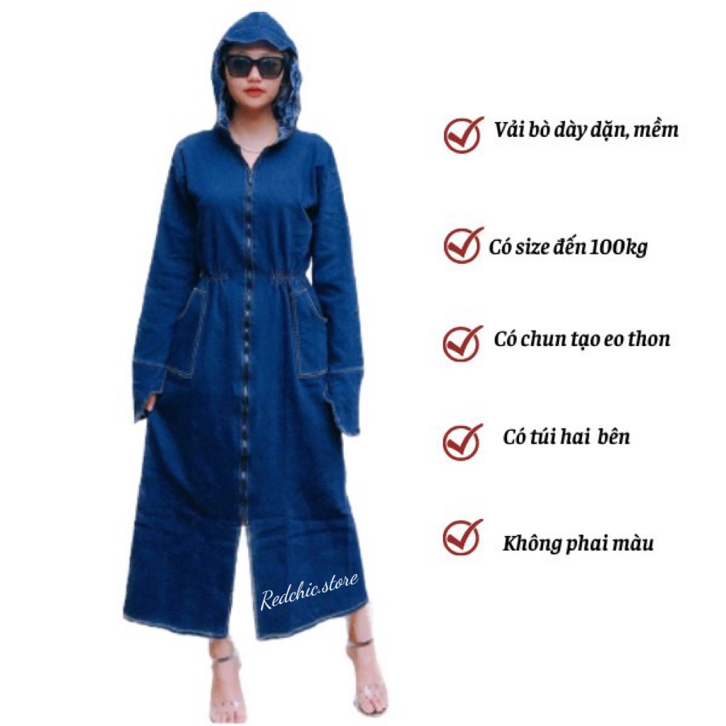 Áo Chống Nắng Dài Toàn Thân Vải Bò Dày Dặn Có Size To -Áo mangto