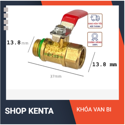 Van khóa bi - khóa hơi đồng thau ren trong ngoài 13.8MM