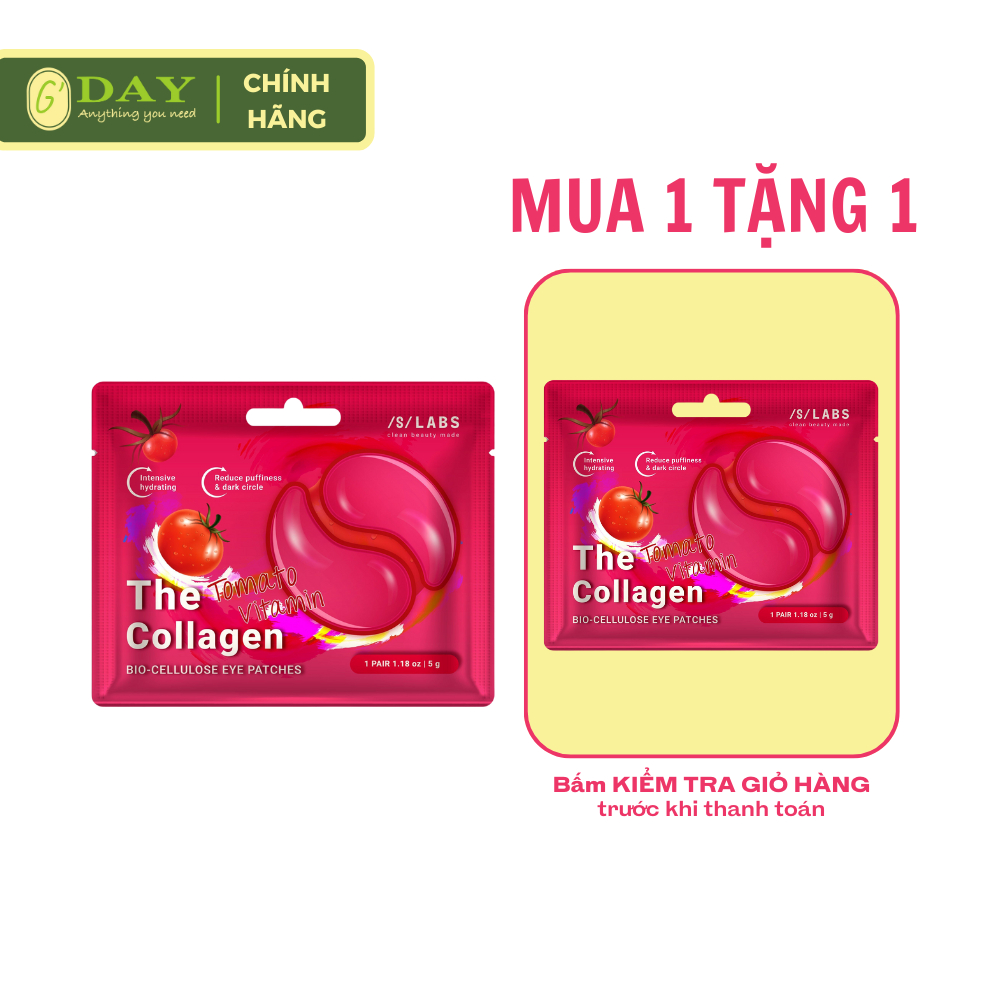 Mặt nạ dưỡng da vùng mắt SLABS The Collagen Tomato Vitamin Bio-cellulose Eye Patches 5g