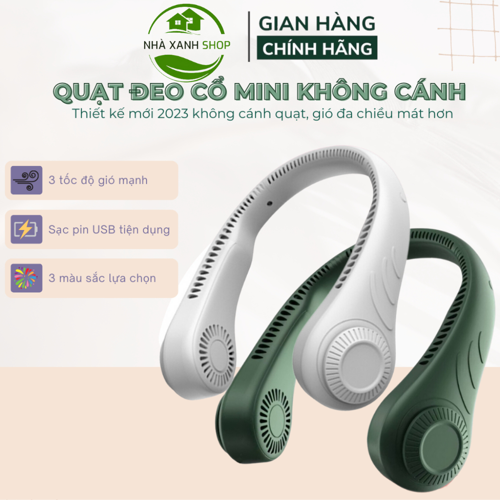 Quạt Đeo Cổ Mini Tích Điện Siêu Hot, Quạt Đeo Cổ Không Cánh Sạc USB Không Cánh Thông Minh, Quạt Gió Siêu Mạnh