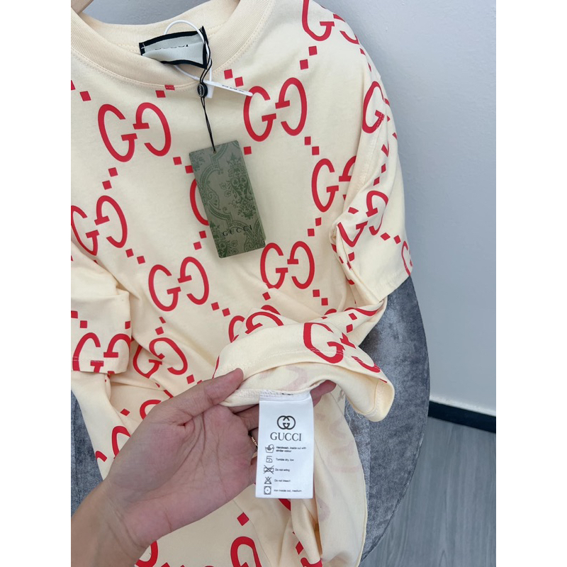 Áo Thun In Mắt Xích GG Chất Cotton Khô 3158💕Áo Phông Nam Nữ Hàng Chuẩn Unisex