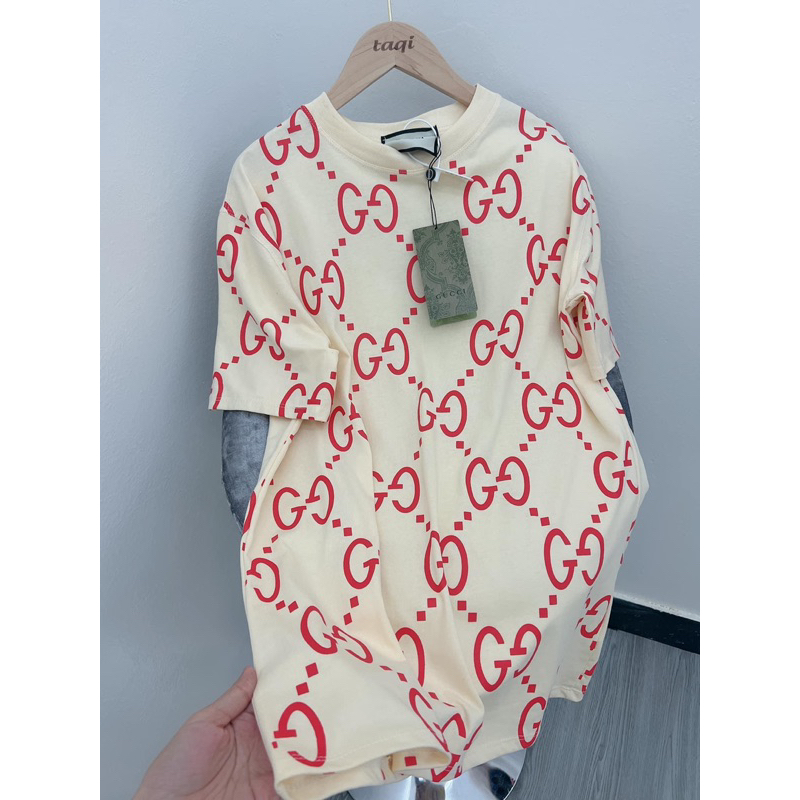 Áo Thun In Mắt Xích GG Chất Cotton Khô 3158💕Áo Phông Nam Nữ Hàng Chuẩn Unisex