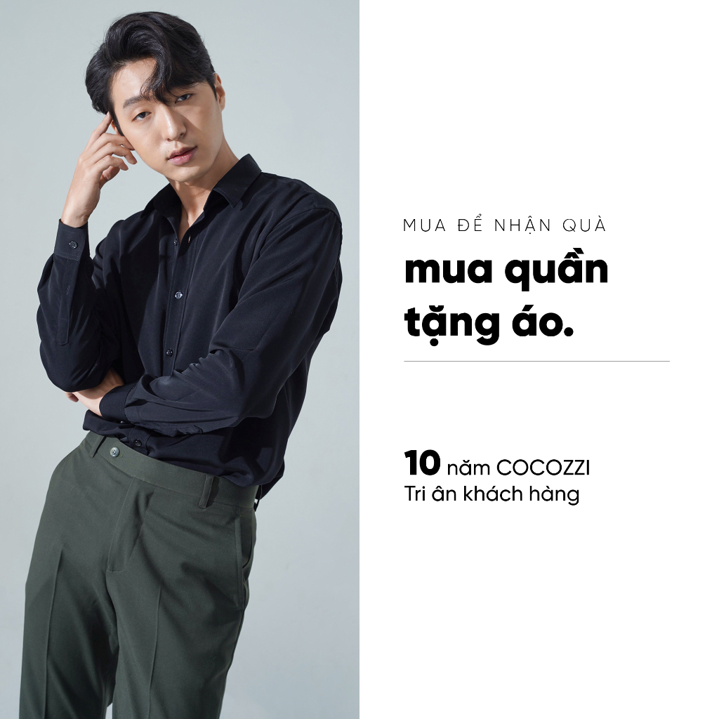 Áo Sơ Mi Nam COCOZZI Premium Shirt Màu Đen, Dòng Áo Nam Tay Dài Chất Liệu Vải Cotton Cao Cấp Thấm Hút Tốt.