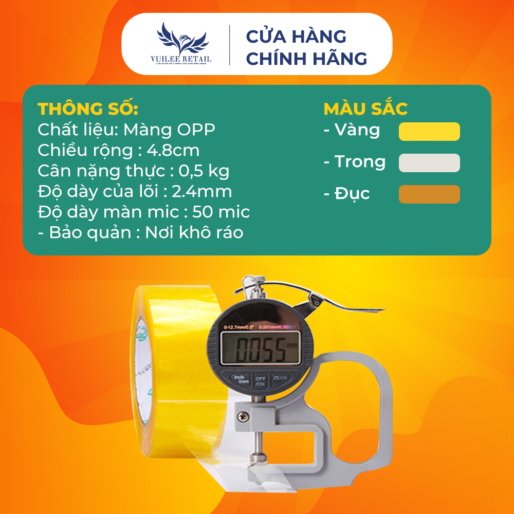 Băng Dính 1Kg VUILEE RETAIL Lõi Mỏng 2.4mm Giá Xưởng.