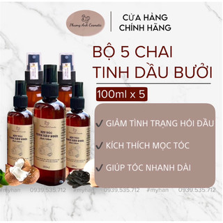 Bộ 5 chai tinh dầu bưởi kích mọc tóc